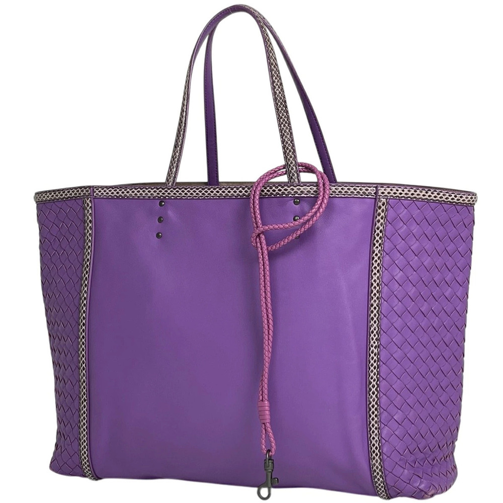 Bottega Veneta Intrecciato Tote Bag Woven Leather Purple
